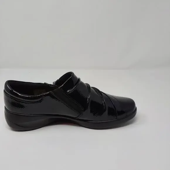 Clarks Collection Women’s Black Patent Leather Comfort Shoes Zip Size 9 Wide NEW - Picture 7 of 14
